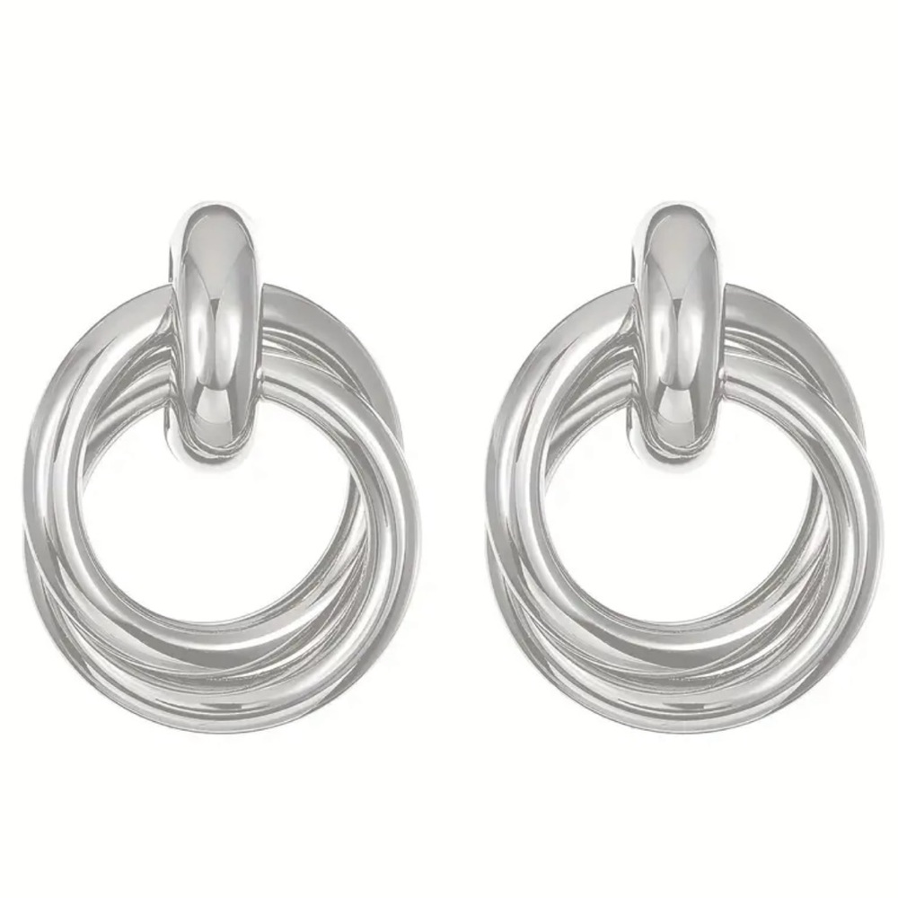 NEW Silver 925 Minimalistic Modern Hollow Circle Hoop Earrings
